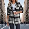 Women's Casual Fashion  Plaid Shirt Medium Woolen Coat