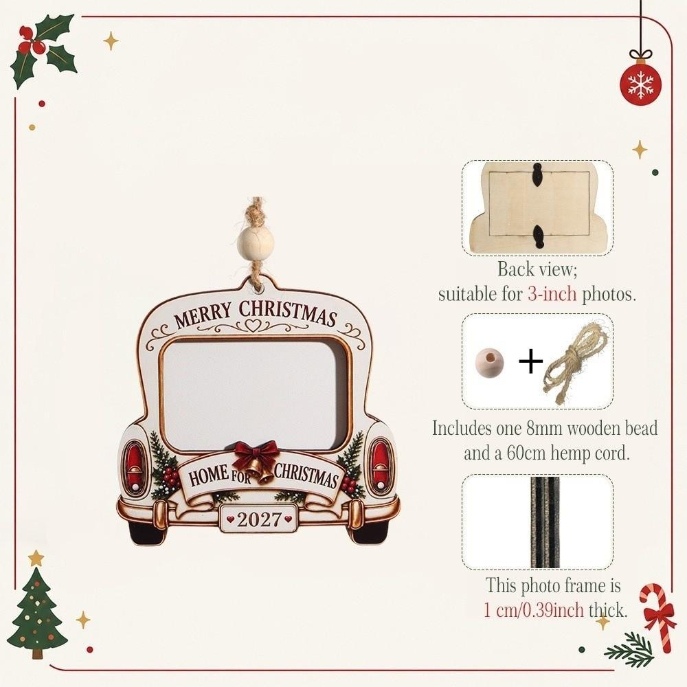 DIY Craft Pendant Christmas Photo Frame Wooden Xmas Tree Hanging Decor  Christmas Ornament