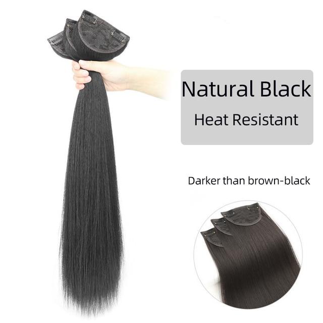 Extensii de păr sintetic, lung, drept, ondulat, ondulat, perucă falsă naturală, cu clipă pentru femeie, o singură bucată pentru femei