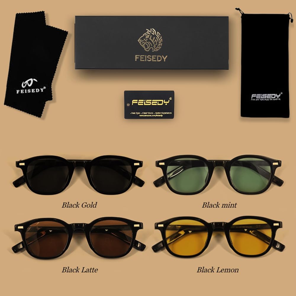 Sunglasses for Men and TAC UV Fashion Colored for Colored Sunglasses B1489 [FEISEDY] Women, Polarized, UV400, Protection, Glasses, Lenses, Travel,