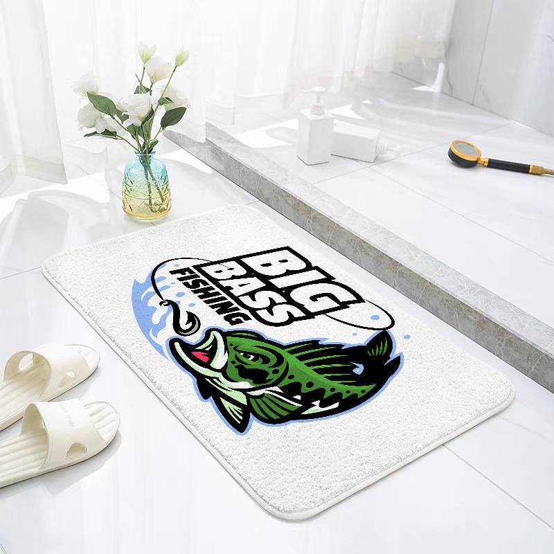 Bass Fishing Floor Mats Home Laundry Rug Carpet For Living Room Decor Lounge Area Anti-slip Foot Mat Entrance Doormat