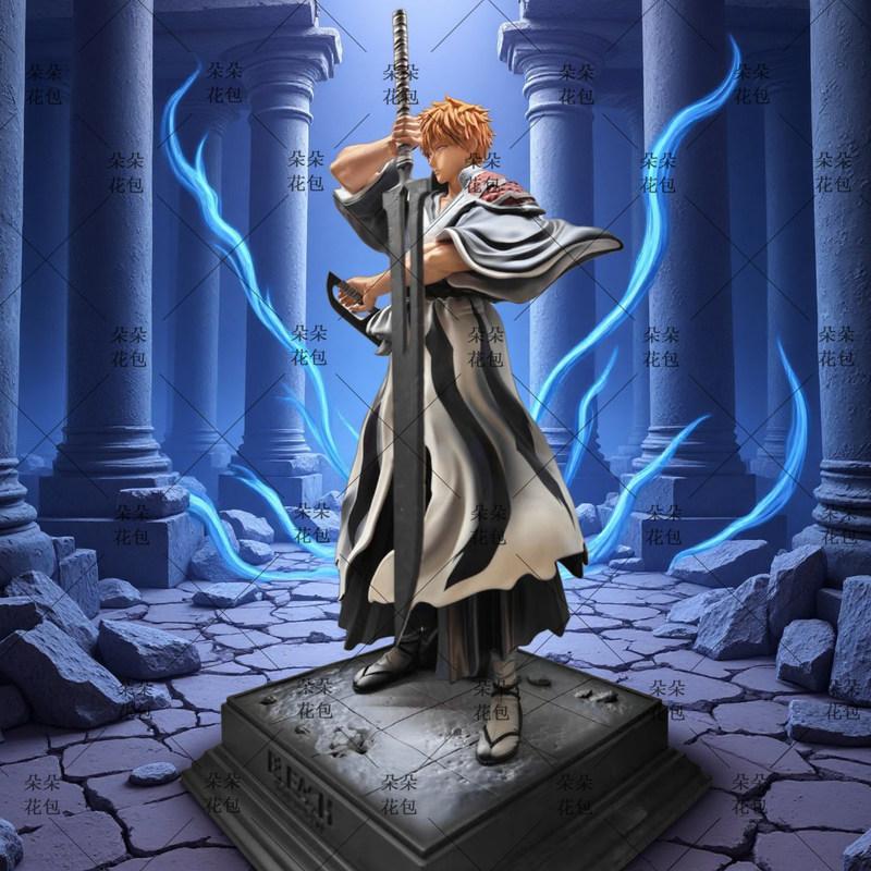 Bleach Blutkrieg Ichigo Kurosaki Doppelschwerter GK Figur Schreibtischdekoration Statue Anime Sammlerstück Trendiges Spielzeug Geschenk Für Anime-Fans