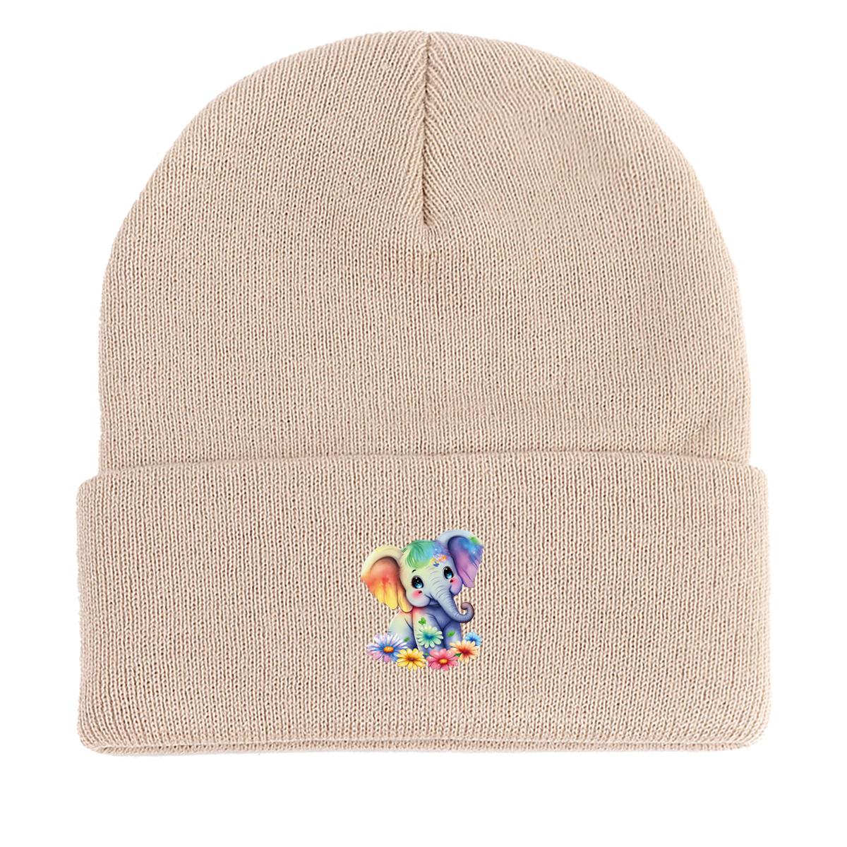 

Милая теплая вязаная шапка с изображением слона, детская шапка, эластичная, унисекс, шапки с помпоном, вязаная шапка, шапка as the picture бежевый