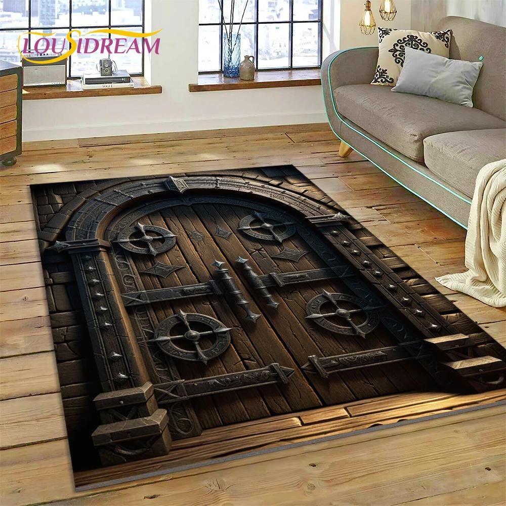 Illusion God's Temple Door Gate Carpet Rug for Living Room Bedroom Home Sofa Decoration,Kids Play Rug Floor Mat