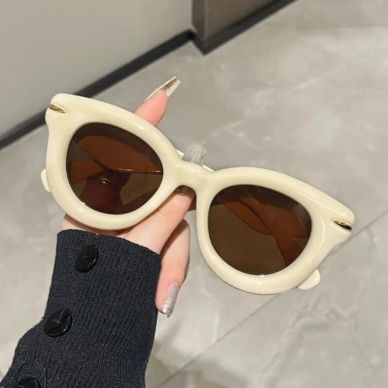 New Y2k Sports Punk Sunglasses Outdoor Sun Glasses Cute Oval Shades Chunky Round Frame Inflated Sunglasses For Women Men