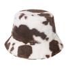 Chi Internet Celebrity Black and White Cow Pattern Bucket Hat Autumn and Winter Plush Warm Shopping Versatile Ins Basin Hat