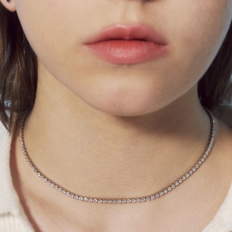 JUDY AND PAUL Terra Simple Square Tennis Necklace