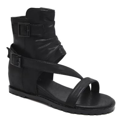 Modne Vintage Koturny Buty Rzymskie dla Kobiet Letnie Z Odkrytymi Palcami Wysokie Fajne Buty Pasek z Klamrą Zapięcie na Zamek Błyskawiczny Sandały z Osłoniętą Piętą