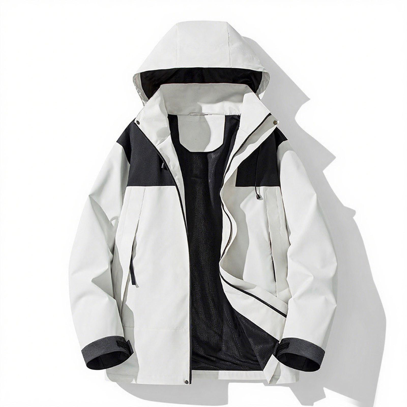 

Мужская куртка колор-блок для активного отдыха, повседневная спортивная куртка для пары, для альпинизма, кемпинга, свободного кроя XXXL белый