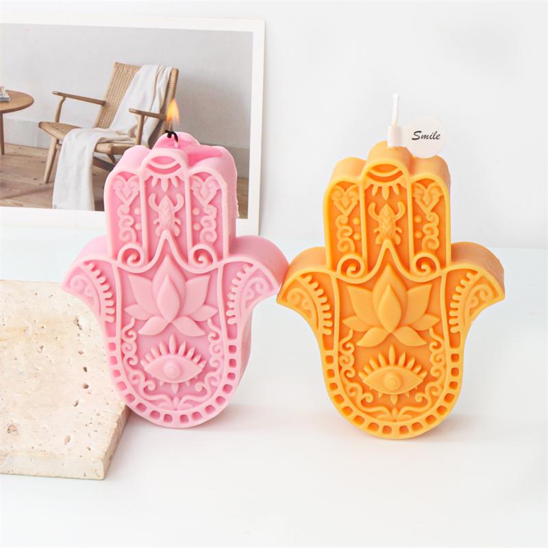 

1pc DIY Silicone Candle Mold, Hamsa Hand Shaped Silicone Mould For Soap Resin, Candle Making Supplies Tool