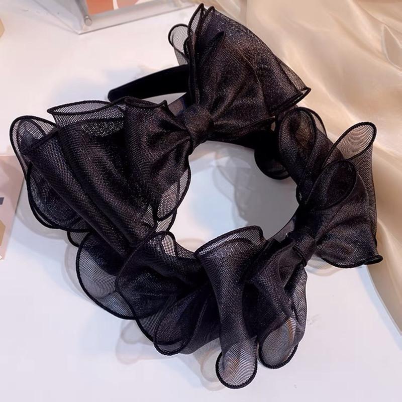 Bow mesh princess headband, new high-end Internet celebrity hair accessories, women's high skull top headgear, three-dimensional face wash headband.