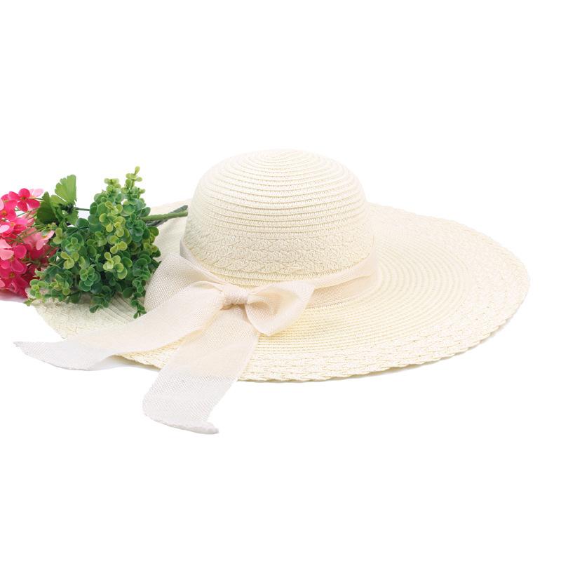 

Peak Chasing Wolf, соломенная шляпа с большими полями и бантом Tide Lady Summer Seaside Beach Hat Outdoor Sun Hat Cool Hat M（56-58cm）