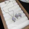 Zircon flower pearl earrings necklace retro temperament elegant jewelry set light luxury high-end jewelry women