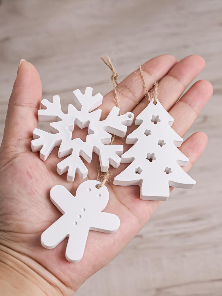 DIY Weihnachtsbaum Anhänger Silikonform Handgemacht Schneeflocke Harzformen Auto Hängeanhänger Gipsform Weihnachtsdekoration