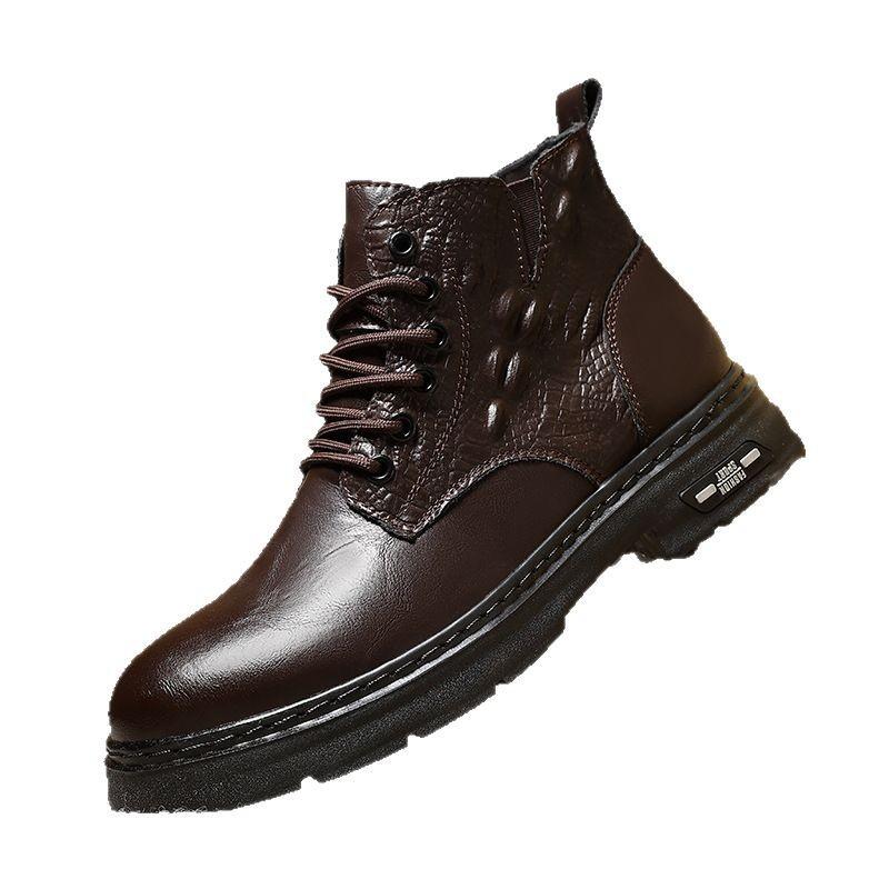 Martin boots men's autumn high-top casual shoes trendy versatile retro leather shoes British style tooling short boots men's shoes