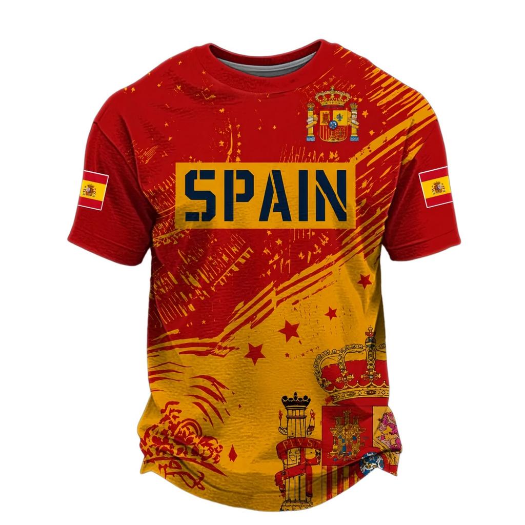 Men's Short Sleeve Soccer Fan T-Shirt with Printed Team Design for Casual Wear