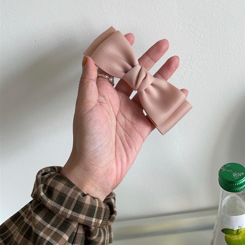 Women Korean Fashion Big Bow Spring Hair Clips Elegant Headwear for Girls Black Pink Hair Pin Simple Barrettes Hair Accessories