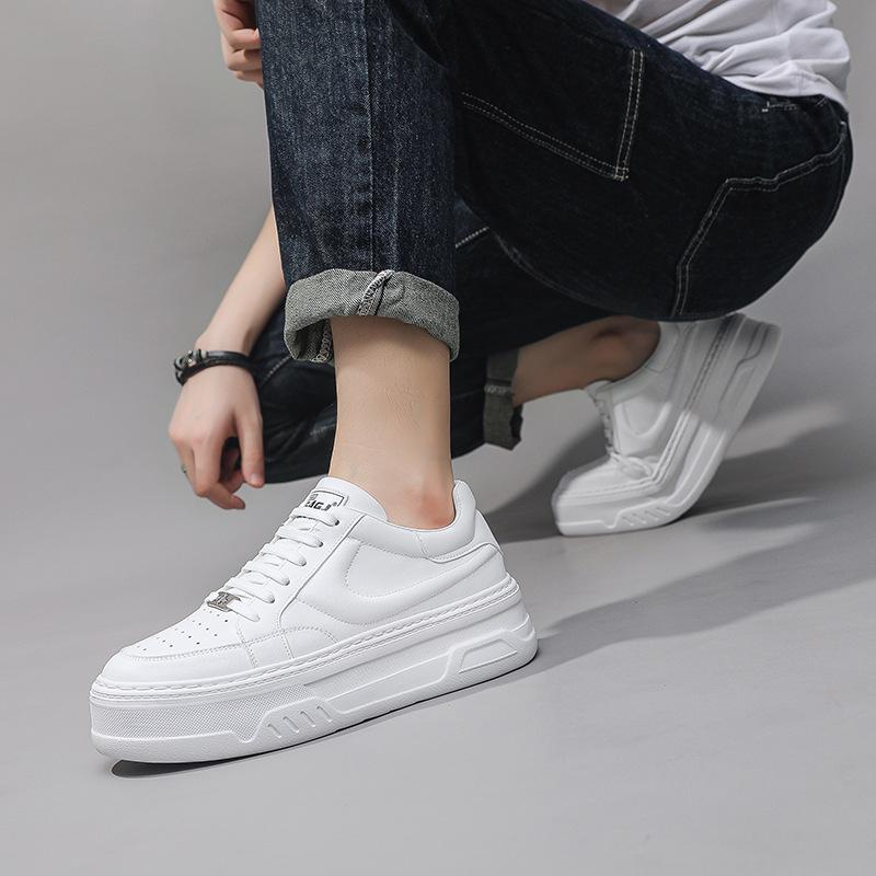 Herrskor Air Force One European Station nya tjocksulade snörskor muffin-skor herr fritidssport höjande vita skor