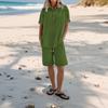 Women's Casual Pants Set Fashion Women's Shirt Soild Two Piece Set