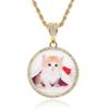 Hip-Hop Small Round Photo Pendant Trendy Brand DIY Creative Photo Frame Zircon Pendant Men's Necklace