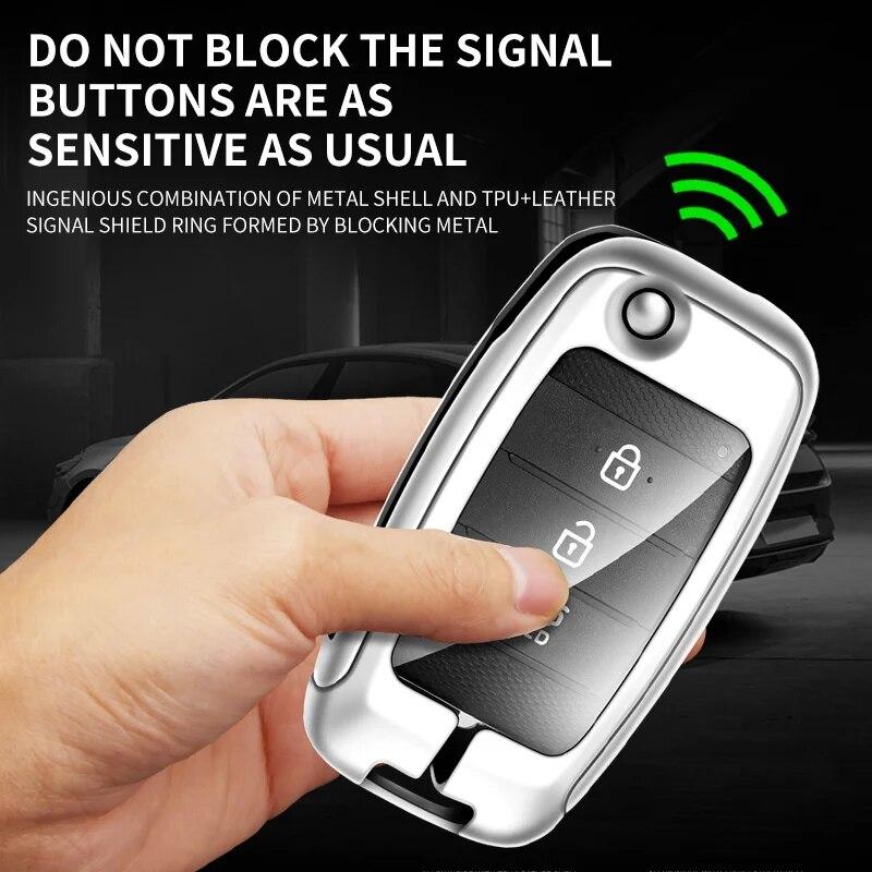 Kožený kryt pouzdra na klíče ze zinkové slitiny pro KIA RIO 3 K2 K3 K4 K5 Sportege Picanto Optima Soul Ceed Sorento Forte Stinger Cerato