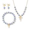 Stylish Blue White Porcelain Bowknot Beaded Jewelry Set Sturdy Fade Resistant Necklace Bracelet Earrings Adornment