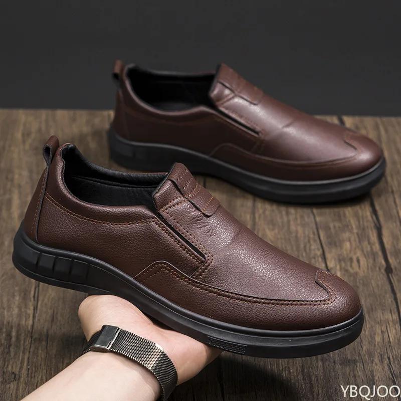 Fashion Summer Men's Loafers Middle Aged Elderly Business Flats Trendy Minimalist Leather Shoes Fashion Comfortable Male Shoes Homme