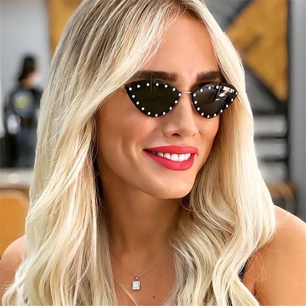 Trendy Gradient Cat Eye Sunglasses Multicolor New Stylish Party Sun Glasses UV400 Protection Rimless Shades for Women & Men