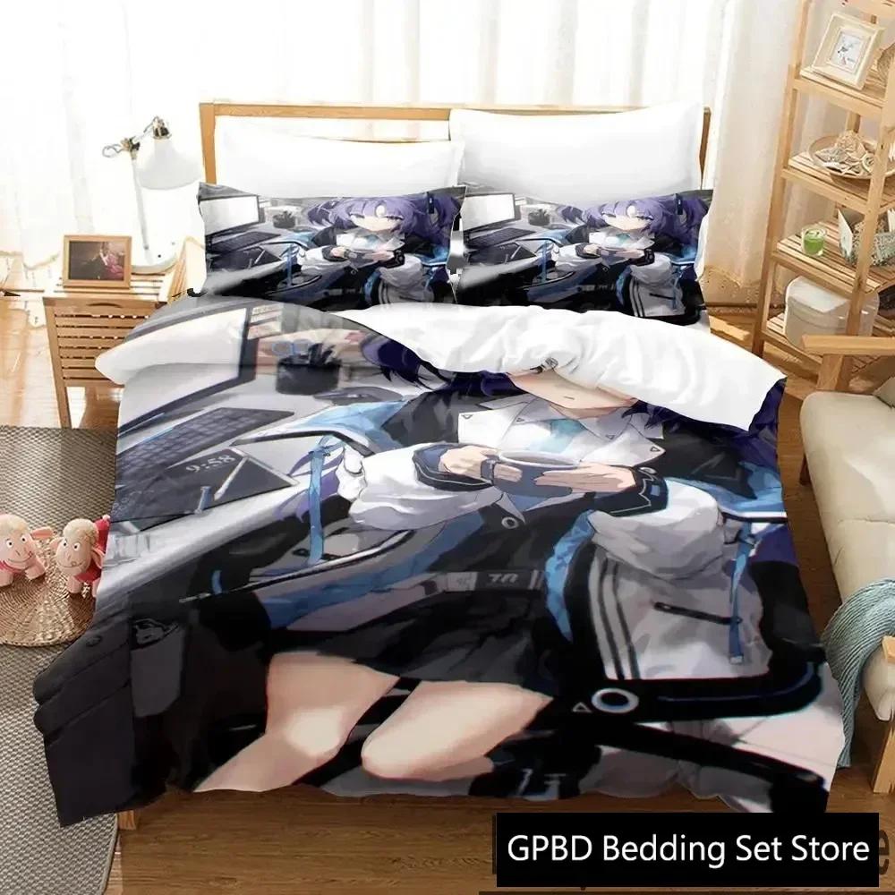 3D Print Anime Game Blue Archive Comfortable Duvet Quilt Cover Pillowcase Bedding Set Children Bedroom Decoration Home Textile