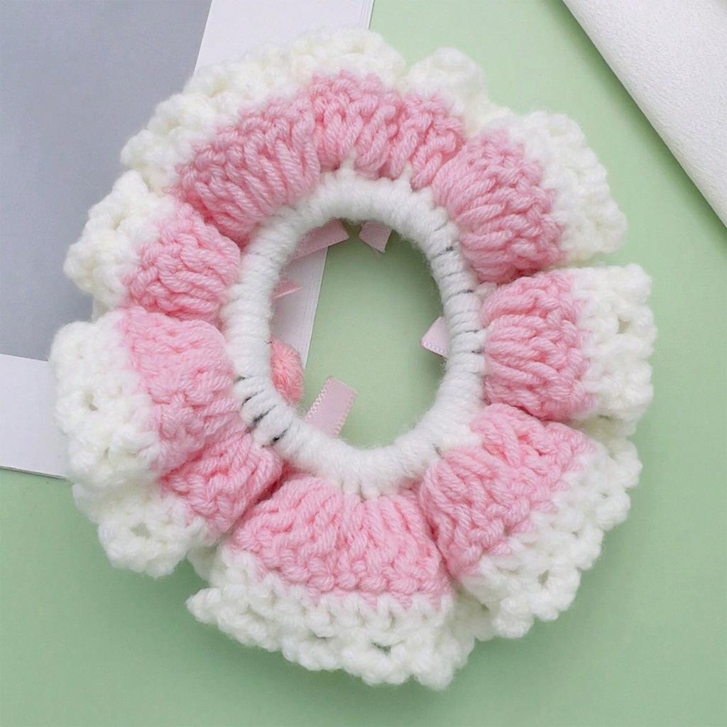 Hair Scrunchie Yarn Strawberry Flower Crochet Designs For Everyday Wear Or Special Occasion Hair Styling Accessories