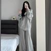 Grey Student Casual Hoodie and Cardigan Set: Trendy Two-Piece Sportswear