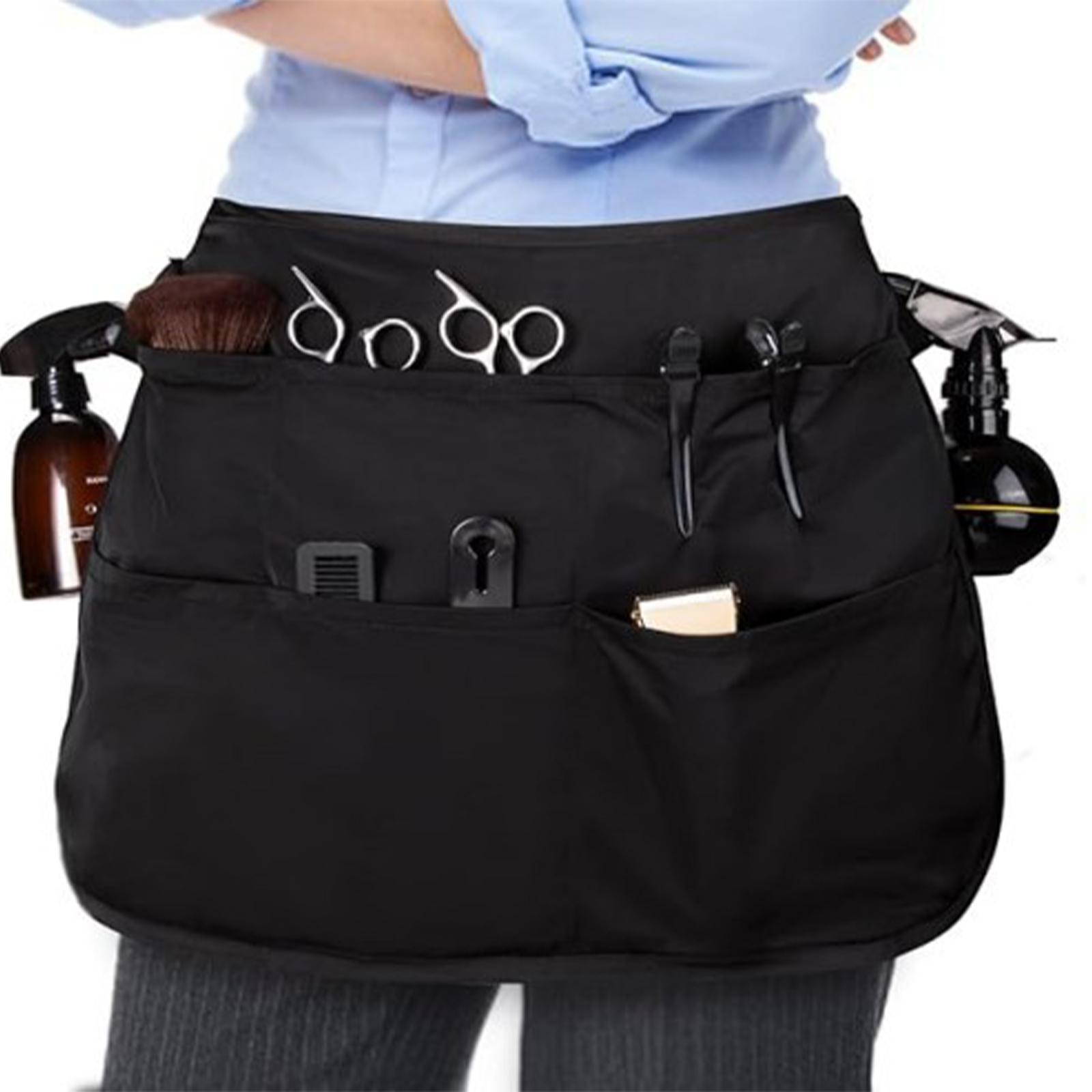 Hair Stylist Half Apron With Adjustable 5 Pockets Belt Waterproof Professional Barbers Hairdresser Tools Storage Apron