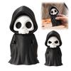 Horror Theme Party Supplies 3D Printed Grim Reaper Figurine, Gothic Black Robe Skeleton Statue, Figurine Mini Model Toy for Halloween Desktop