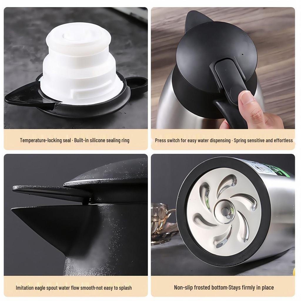 2L Large Capacity Double-Layer 304 Stainless Steel Vacuum Insulated Hot Water Kettle