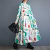 Loose and Thin Fashion Long-sleeved Printed Mid-length Dresses