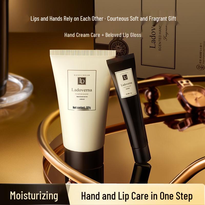 

Ladoverna Увлажняющий крем для рук длительного действия и бальзам для губ против обветривания, набор