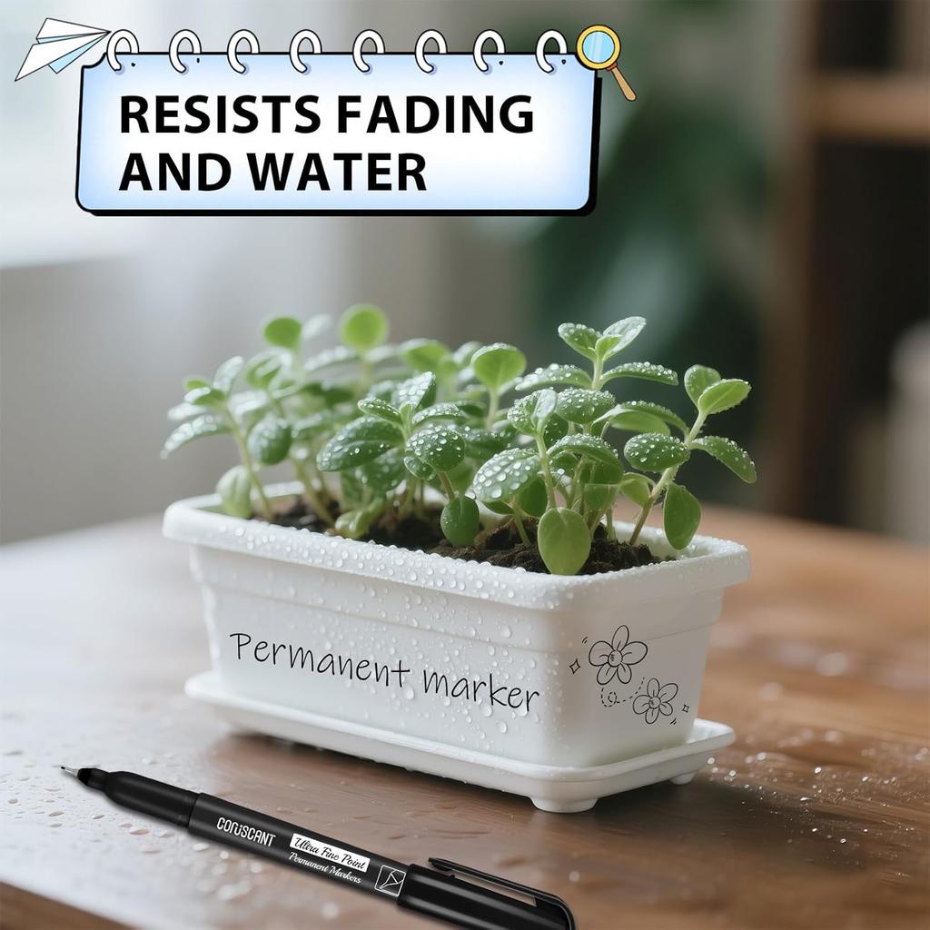 Coruscant Ultra Fine Point Permanent Markers, 12 Pack Extra Fine Tip 0.4 Mm Black Marker, Quick-Drying, Waterproof, Fade-Resistant, Ideal for Home,