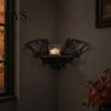 Crystal Holder Shelf Halloween Bat Corner Shelf, Decorative Wooden Wall Mount Display Shaped Spiderweb Design Gothic Floating Rack for Home, Bedroom,