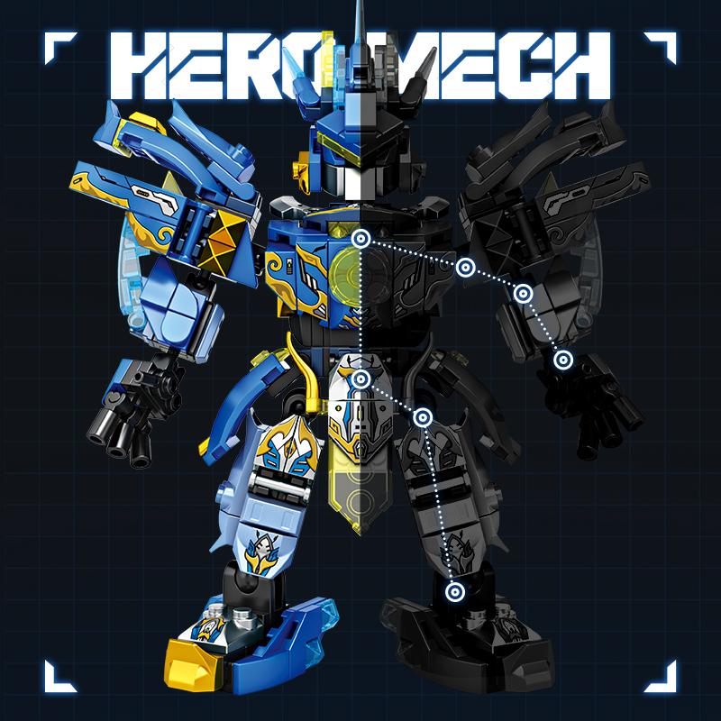 Super Hero Mecha Warrior Building Blocks Blue Zhao Yun Robot Model DIY Action Figure Boys Birthday Christmas Gift Kids Toy