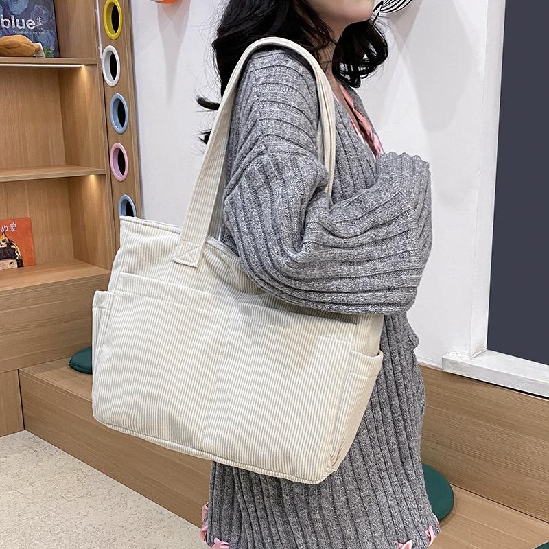Simple literary tote bag women's new casual shoulder bag large capacity trendy handbag