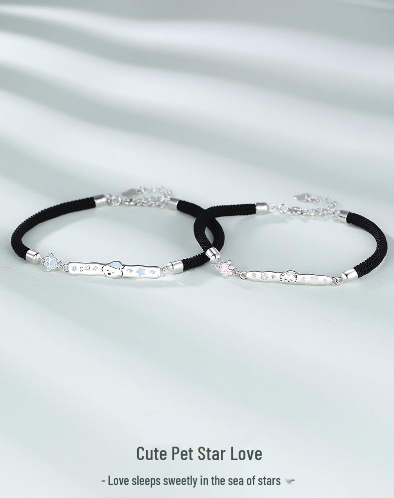Niche Design Handmade Puppy & Kitten Couple Bracelets, Unisex, Perfect Gift for Girlfriend's Birthday
