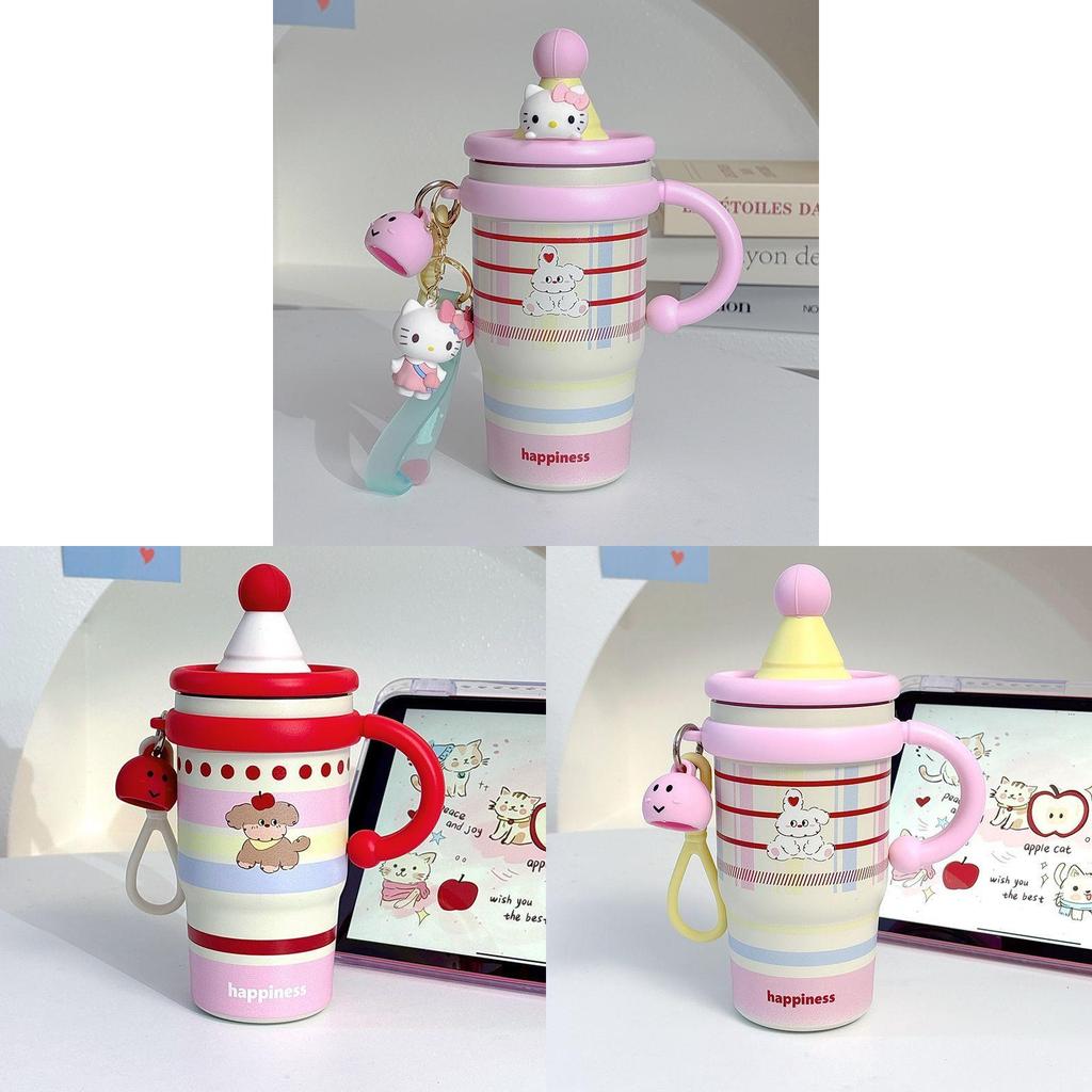 Cartoon Insulated Travel Mug With Straw And Handle For Kids And Adults