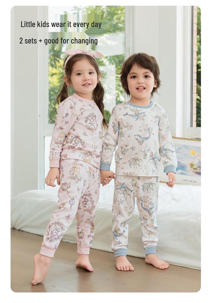 Weibeilu A-Grade Pure Cotton Baby Autumn/Winter Pajama Set, Trousers & Home Clothes