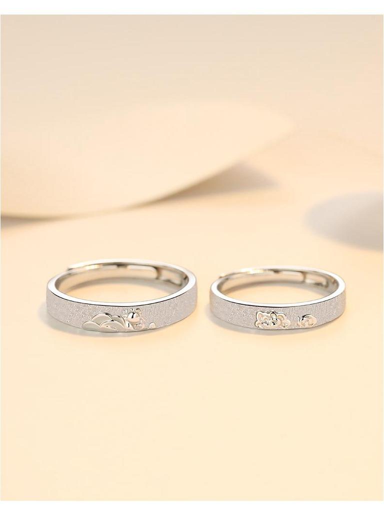 925 Silver Couple Rings: Niche Design Matching Rings for Trendy Women and Men – Ideal Christmas Gift for Girlfriend
