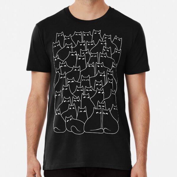 Suspicious Cats (Minimal White Linework Vers S To 5XL Made In the AU/USA T-Shirt