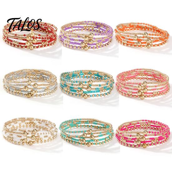 Lightweight Daily Wear Jewelry 5Pcs Beaded Bracelet Stack for Women Teenage Girls, Tiny Gift Ideas Best Friends Beads Bracelets, Elastic Stretch Boho
