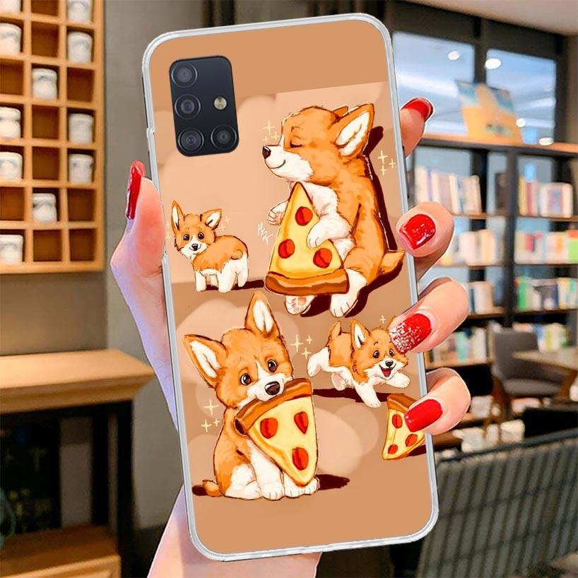 Cartoon Corgi Cute Dog Cover Phone Case For Samsung Galaxy A12 A22 A32 A52 A72 A02S Phone Case Note 20 Ultra 10 S10 Plus A51 A71