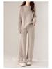 Women's 24 Autumn/Winter Korean Loose Twisted Wool Suit: Cozy Round Neck Sweater & Straight Pants Set