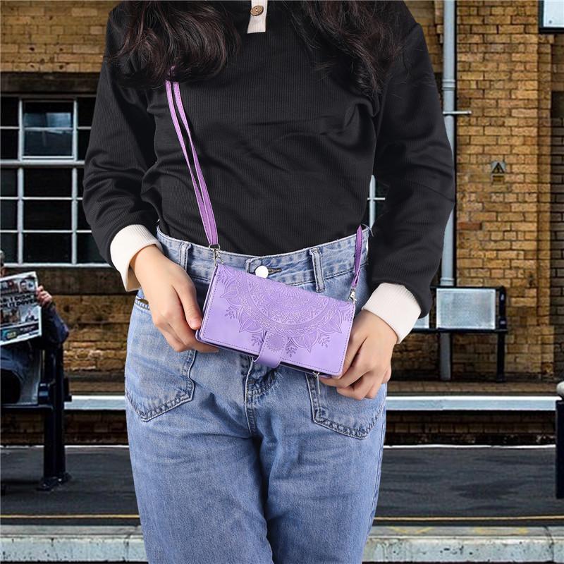 Lanyard Flip Leather Phone Case for iPhone 17 Pro Max 16 Plus 15 14 13 12 11 X XS XR Samsung S25 Ultra S24 FE S23 S22 S21 A17 Zipper Wallet Card Cover