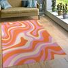 Orange Pink Wavy Retro Area Rug 70s Rug Wavy Trippy Rug Psychedelic Pink Groovy Rug Rugs For Living Room Bedroom Aesthetic Rug